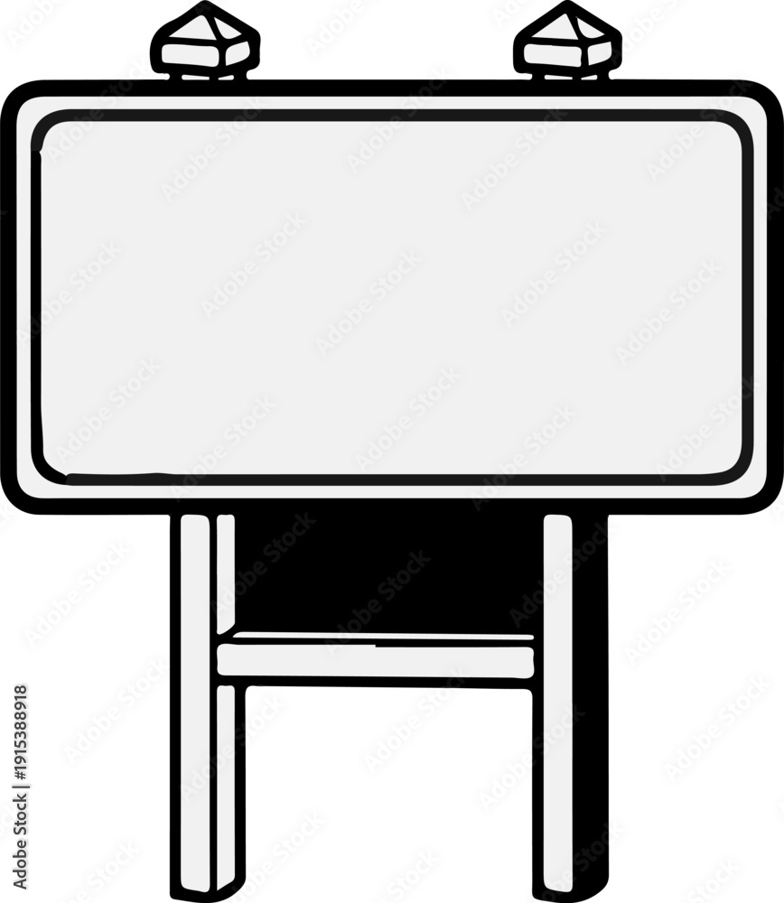 Fototapeta premium A blank, empty sign with a white rectangular board and two posts
