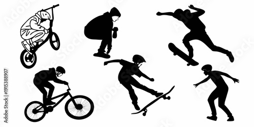 A collection of people engaging in various outdoor sports and activities Vector