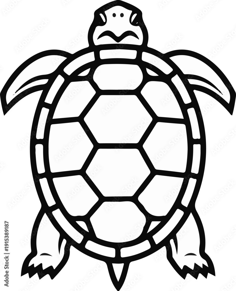 Obraz premium A bold black outline illustration of a sea turtle