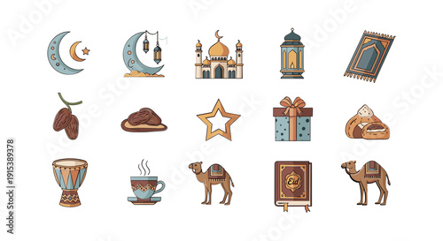 Ramadan Kareem Islamic Symbols Icons Set 2.