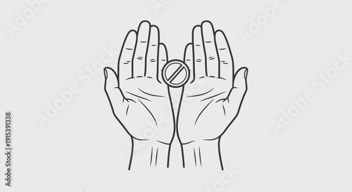 Two hands showing a forbidden or prohibited sign on grey background, warning and restriction concept