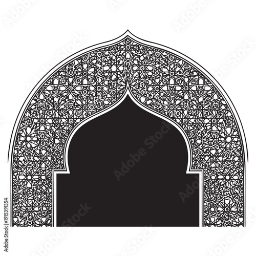 A black and white image of an archway