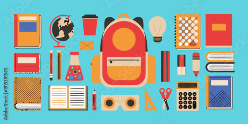 Back to school a colorful collection of education and learning items