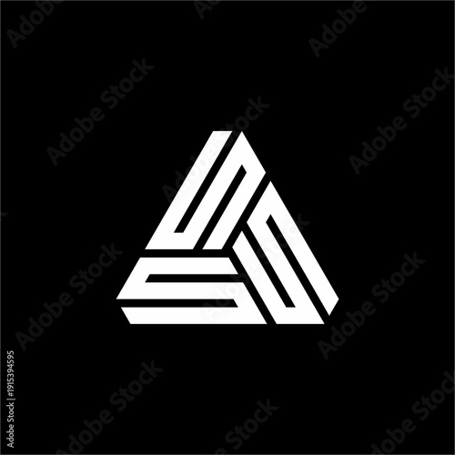 Parallel-line S-symbols forming a classic upright triangle with a precise, architectural look.