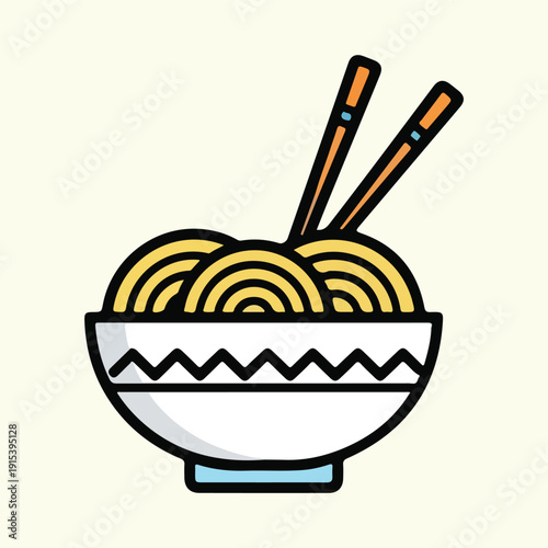 Noodle Bowl: Minimalist Asian Food Icon Design
