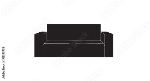 Minimalist Silhouette of a Modern Couch: A starkly simple, minimalist outline of a contemporary couch, perfect for conveying themes of relaxation and modern living.