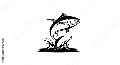Black and White Fish Illustration.