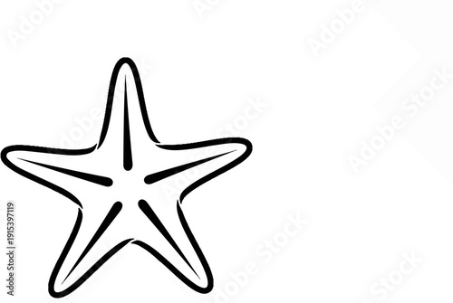 A black outline of a five-pointed starfish on a white background
