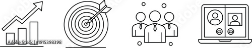 Business strategy and teamwork icons