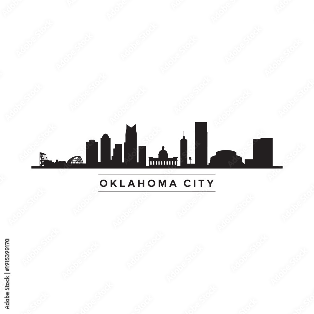 Obraz premium Silhouette of oklahoma city skyline with the city name displayed below