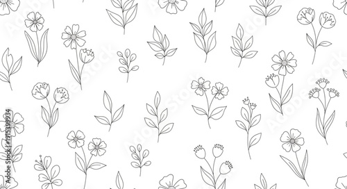 Black and White Leaf Pattern.