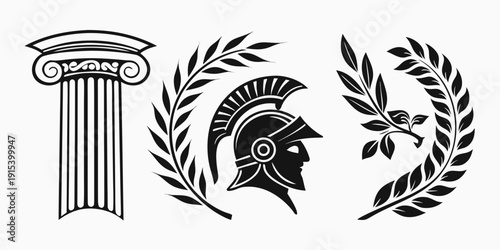 Ancient greek architecture and symbols of victory and power Vector