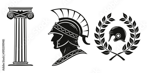 Ancient greek architecture and symbols of power and victory Vector