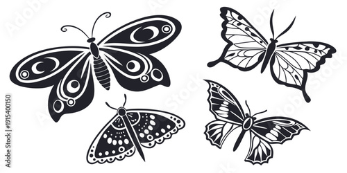 A collection of butterflies in various stages of metamorphosis and flight Vector