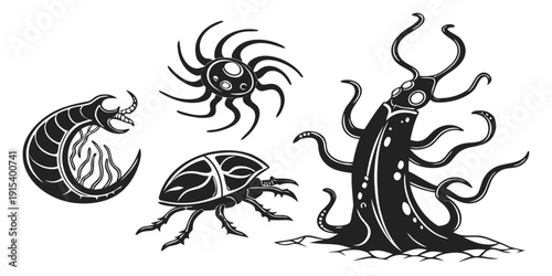 A diverse collection of ancient marine creatures from the prehistoric era Vector