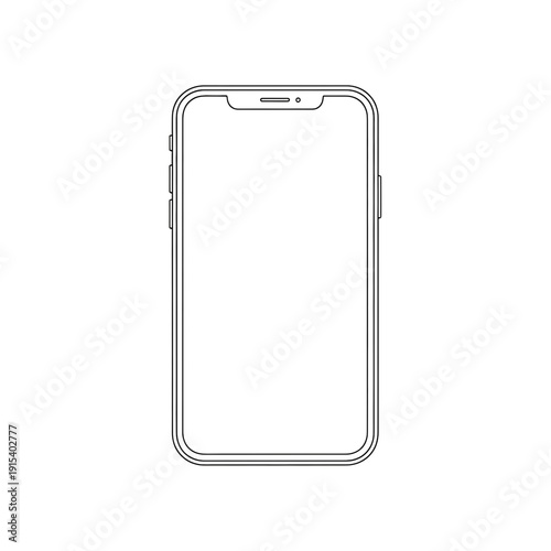 line drawing of a smartphone with blank screen
