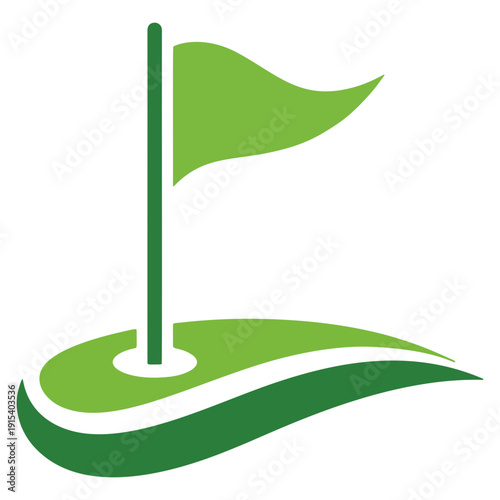 Golf Hole With Flag Vector