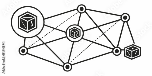 A complex network diagram showcasing interconnected nodes and pathways Vector