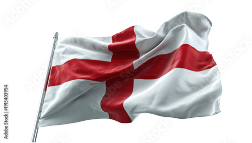 England flag waving transparent mockup isolated png with no background.