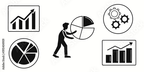 Businessman analyzing various financial charts and graphs for strategic planning Vector