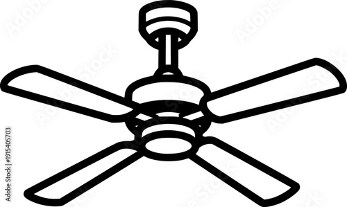 ceiling fan silhouette line art vector illustration with a white background
