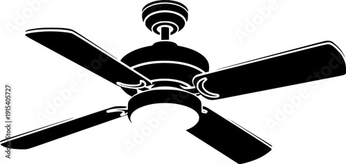 ceiling fan silhouette line art vector illustration with a white background
