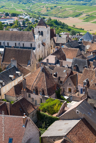 View of the city centre from the top of the Tour des Fiefs, Sancerre, Cher department, Historic province of Berry, Centre-Val de Loire region, France