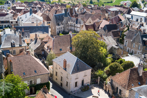 View of the city centre from the top of the Tour des Fiefs, Sancerre, Cher department, Historic province of Berry, Centre-Val de Loire region, France