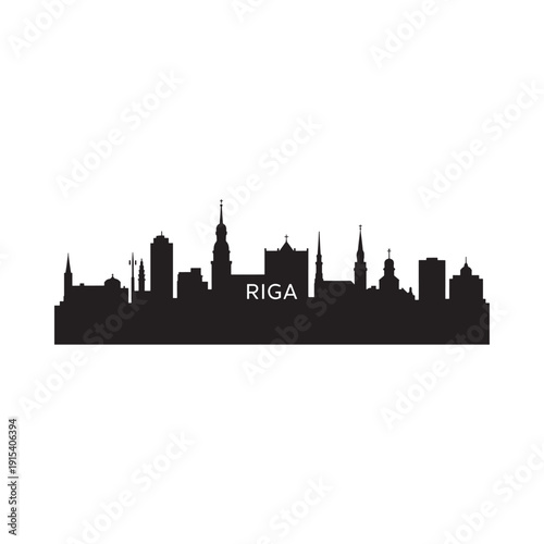 A striking black silhouette depicts the cityscape of riga latvia s capital