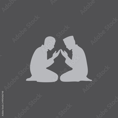 Two men praying together muslim symbol
