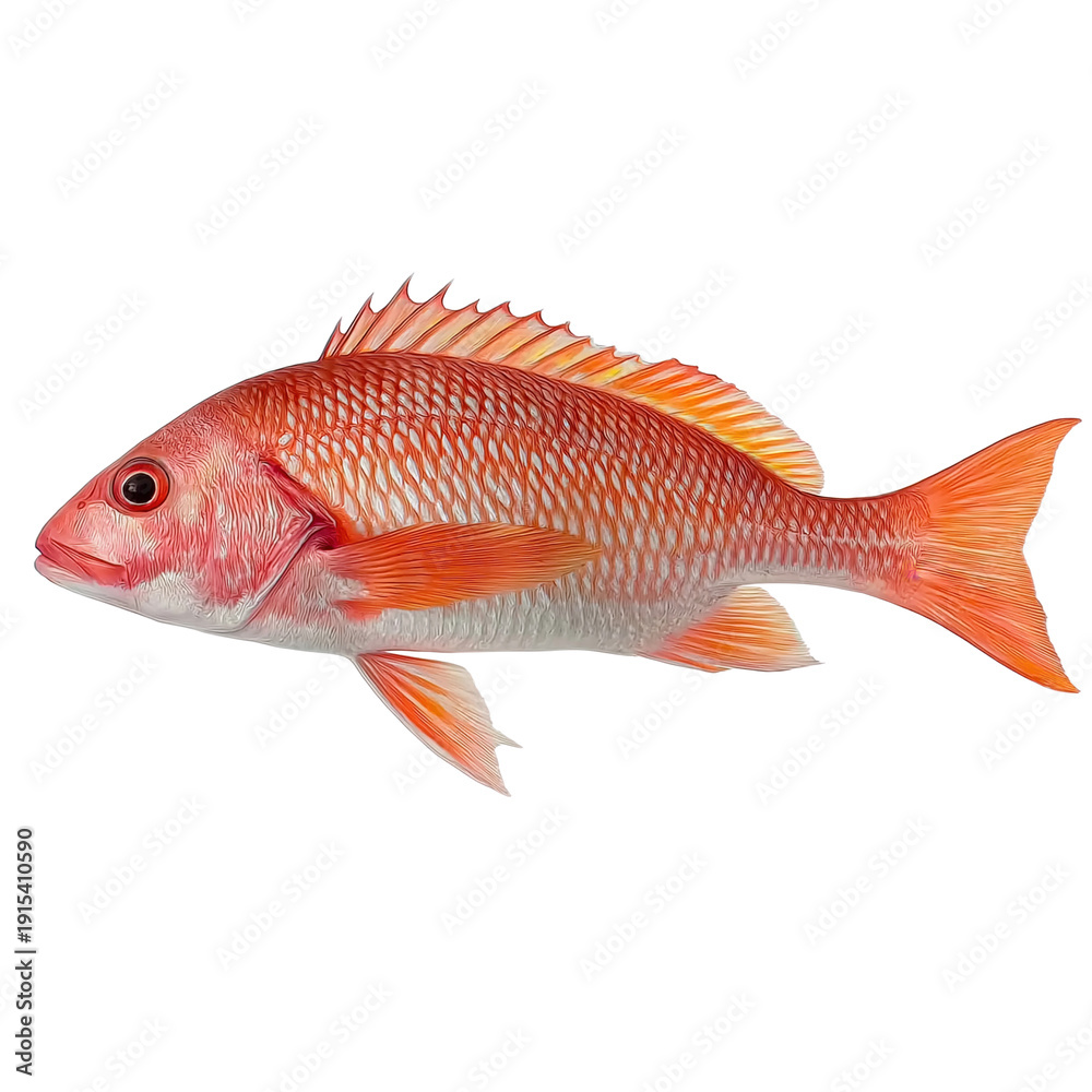 Fototapeta premium Red Snapper Fish Isolated seafood isolated on a transparent background