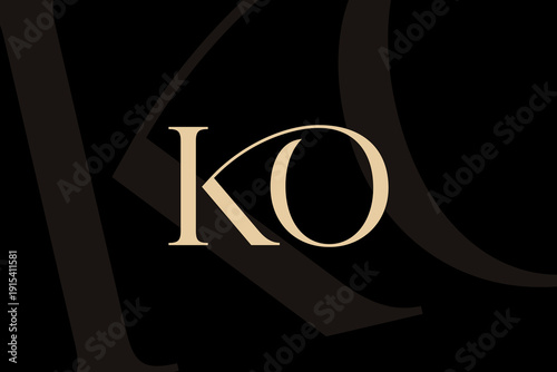 KO or OK letter logo icon design. Classic style luxury initials monogram.