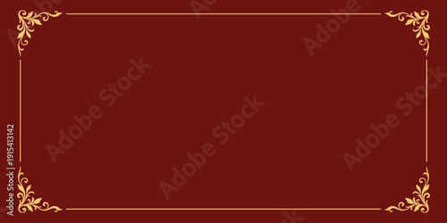 Decorative red background with ornate golden border illustration