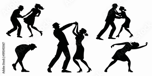 Konstfotografi Silhouettes of people engaged in various forms of exercise and physical activity