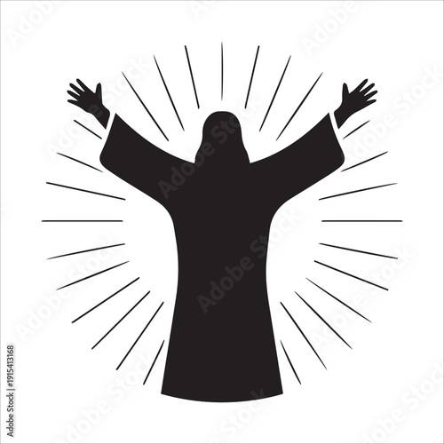Wallpaper Mural Jesus Christ with Open Arms Silhouette Art: A powerful and peaceful depiction of Jesus Christ in a welcoming pose for religious design. Torontodigital.ca