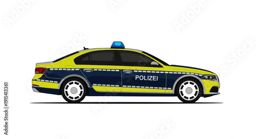 German Streifenwagen Patrol Car Polizei Vector Illustration – Law Enforcement Emergency Vehicle Design