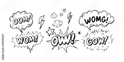 A variety of speech bubbles with different expressions and sounds Vector