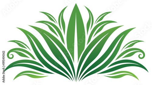 Elegant Green Botanical Style Decorative Flourish Vector Illustration
