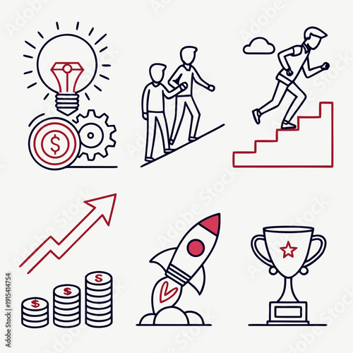 Illustration of diverse individuals achieving success in various fields Vector