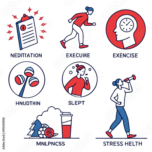 Illustrations of various safety and health precautions and guidelines Vector