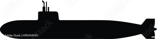 Minimalist black submarine underwater silhouette vector icon