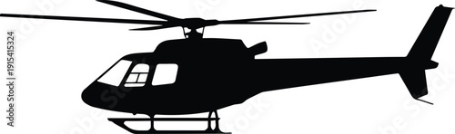 Minimalist black helicopter in air silhouette vector icon