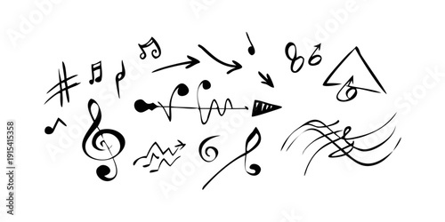 A collection of diverse musical notes and symbols in a creative arrangement Vector