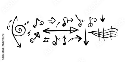 A collection of various musical notes and symbols in a flowing sequence Vector