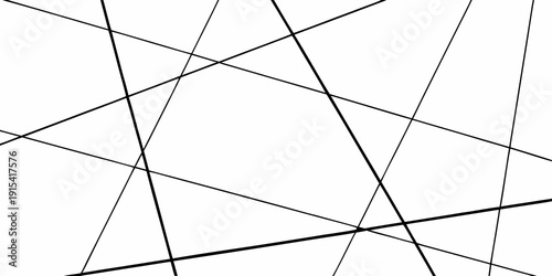Abstract composition of intersecting black lines on a white background