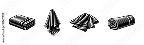 Towel vector icons. Towels silhouettes