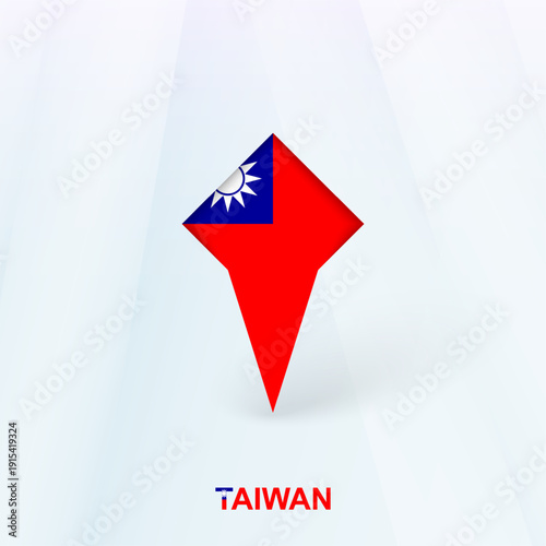 Taiwan Flag Pin Icon with Geometric Design.