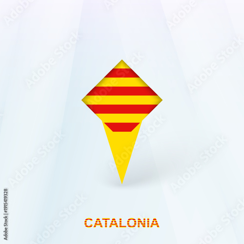 Catalonia Flag Pin Icon with Geometric Design.