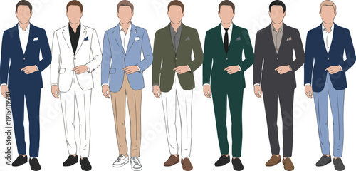 Professional Men Vector Set  Formal Business Suits and Office Style
