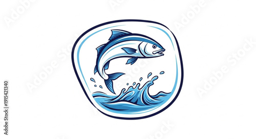 Blue Fish Jumping Out Water.